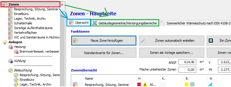 Zonenunabhängige Eingaben